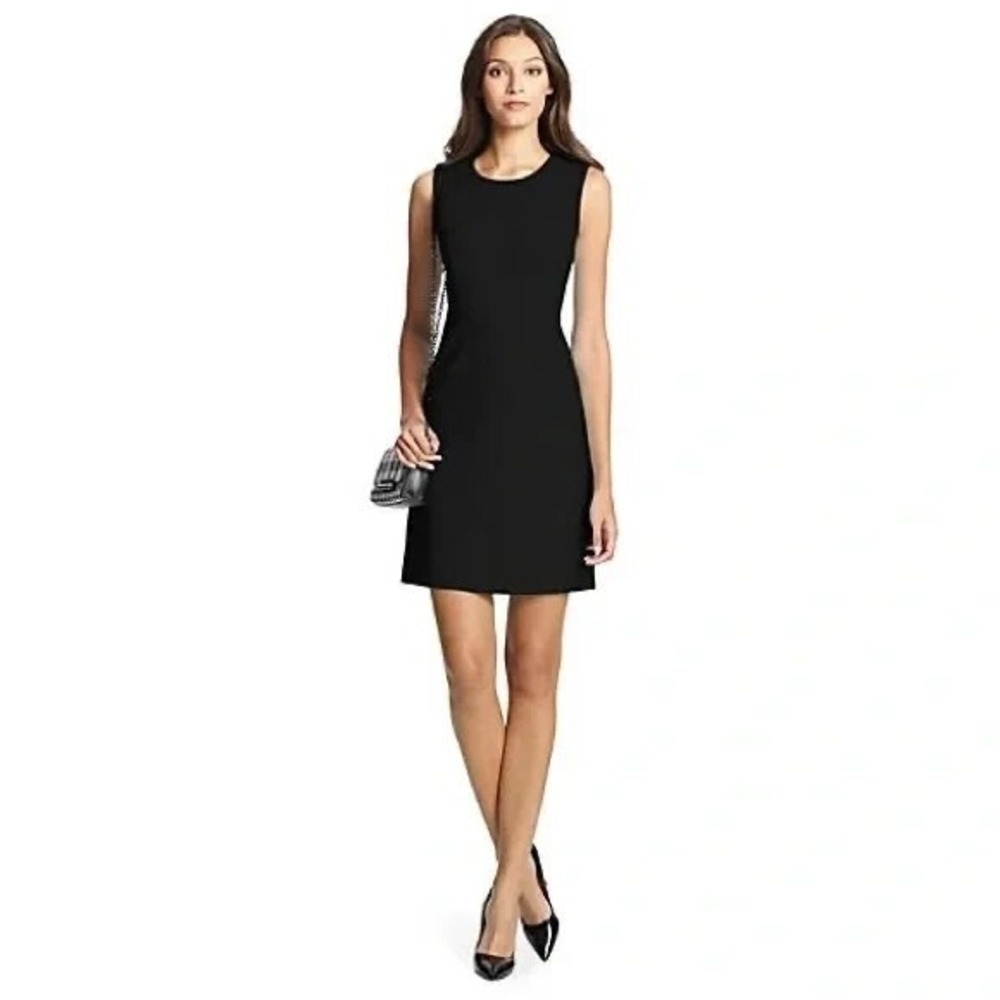 Diane von Furstenberg DVF Carrie Ponte Stretch Shift Dress 4 2 0 Black LBD